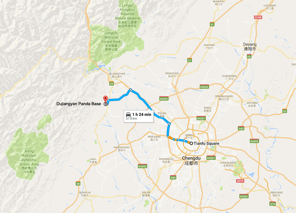 Chengdu Dujiangyan Tour Map