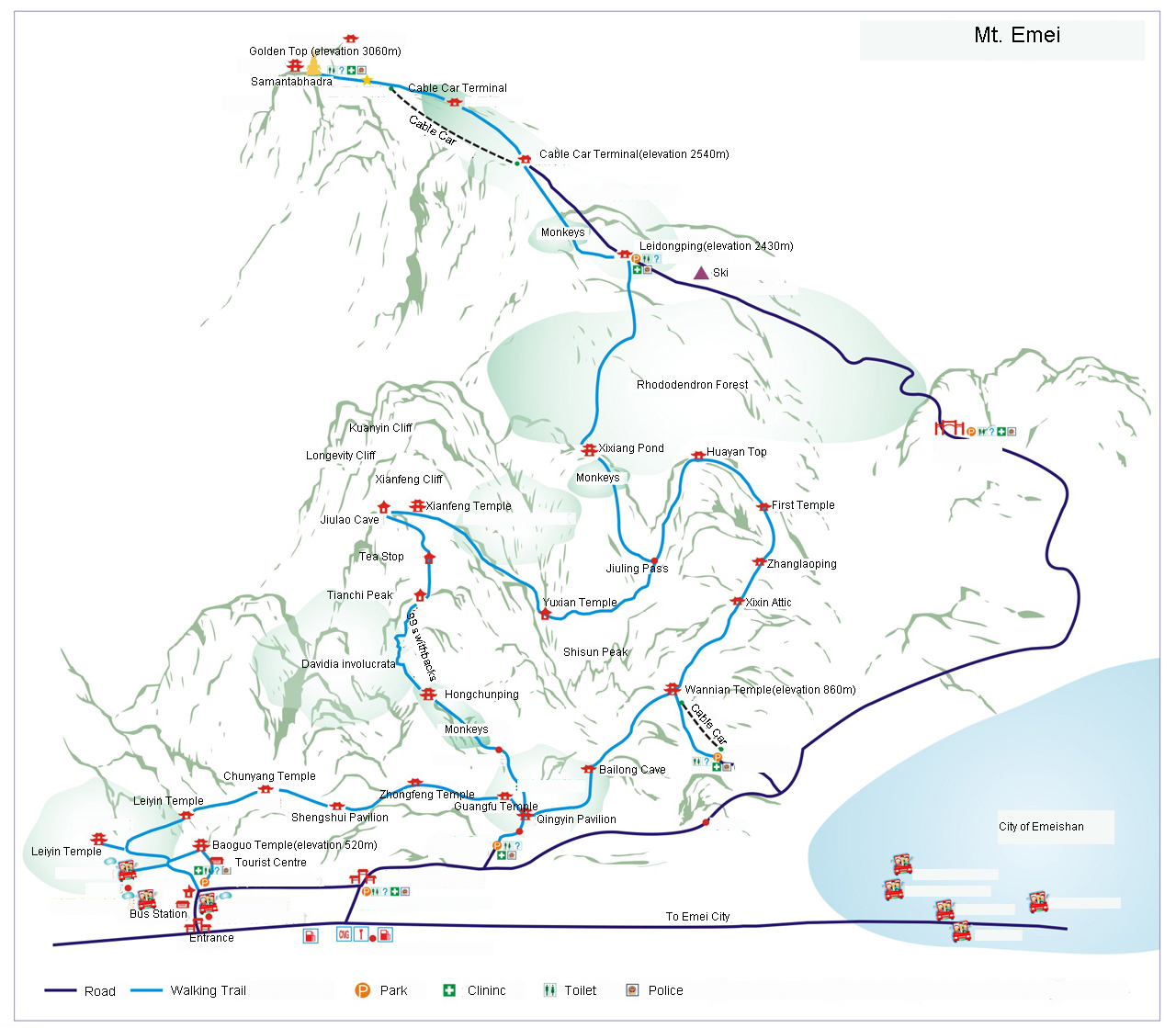Mount Emei Tourist Map
