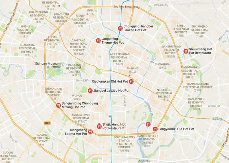 Sichuan Hot Pot Restaurants Map