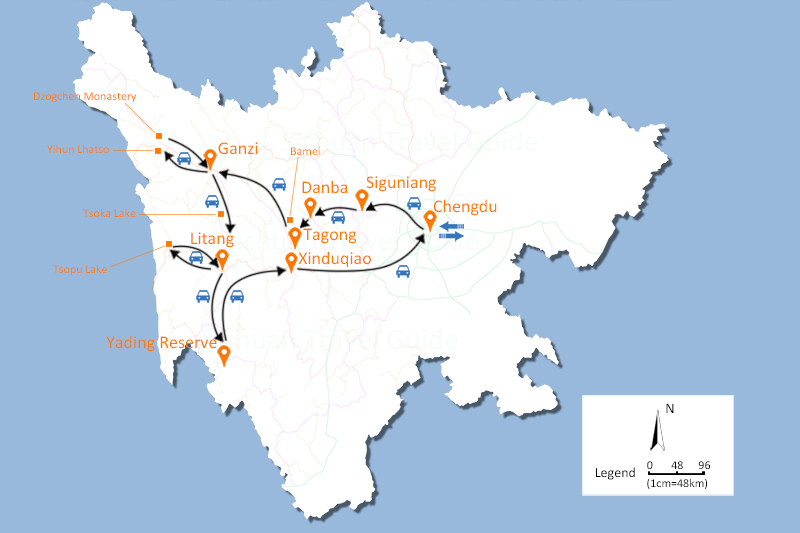 Wild Sichuan Big Circle Transfer Map