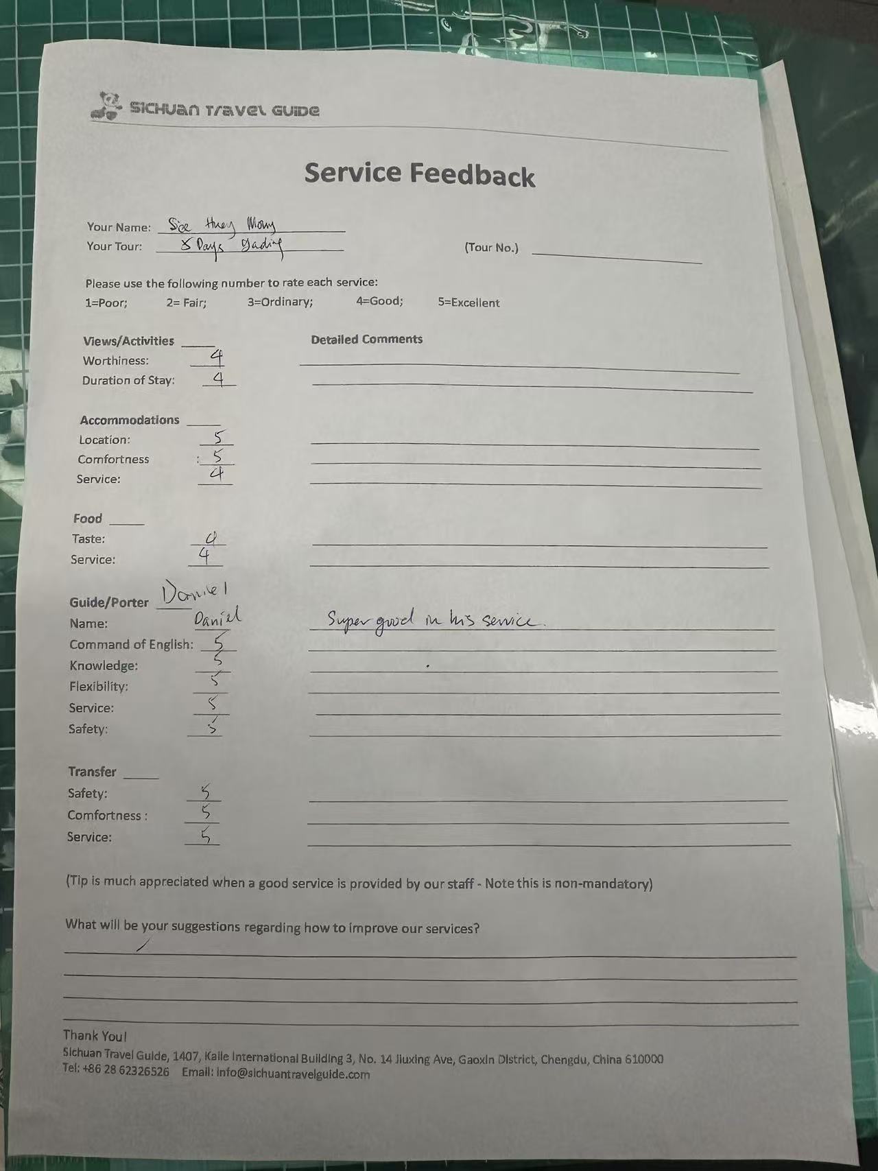 STG service feedback