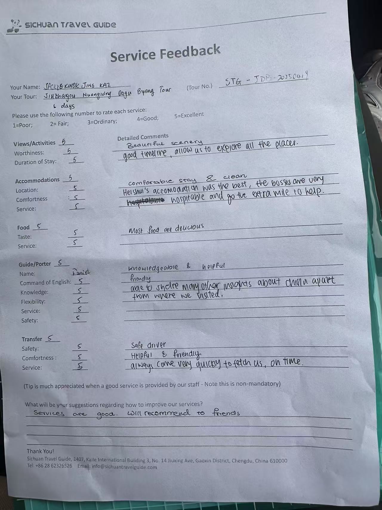 STG service feedback