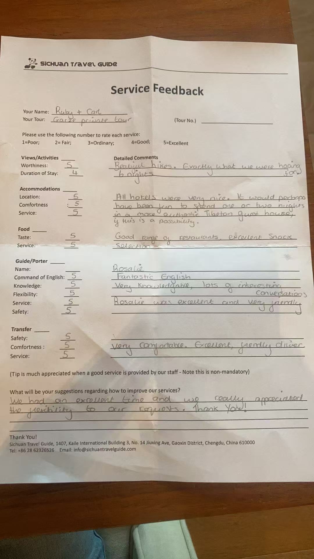 STG service feedback